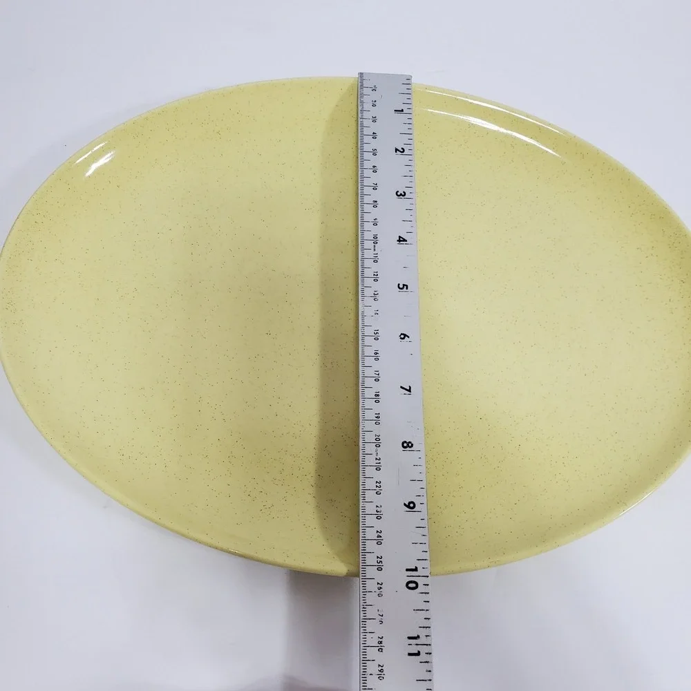 Taylor Smith Taylor‎ Retro Speckled Yellow Oval Serving Platter Dish Kitchenware